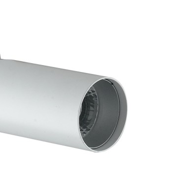 Rail d'éclairage à LED Rocket avec adaptateur triphasé en aluminium blanc A + 3000 Keilvin 7 W
