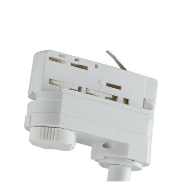 Rail d'éclairage à LED Rocket avec adaptateur triphasé en aluminium blanc A + 3000 Keilvin 7 W