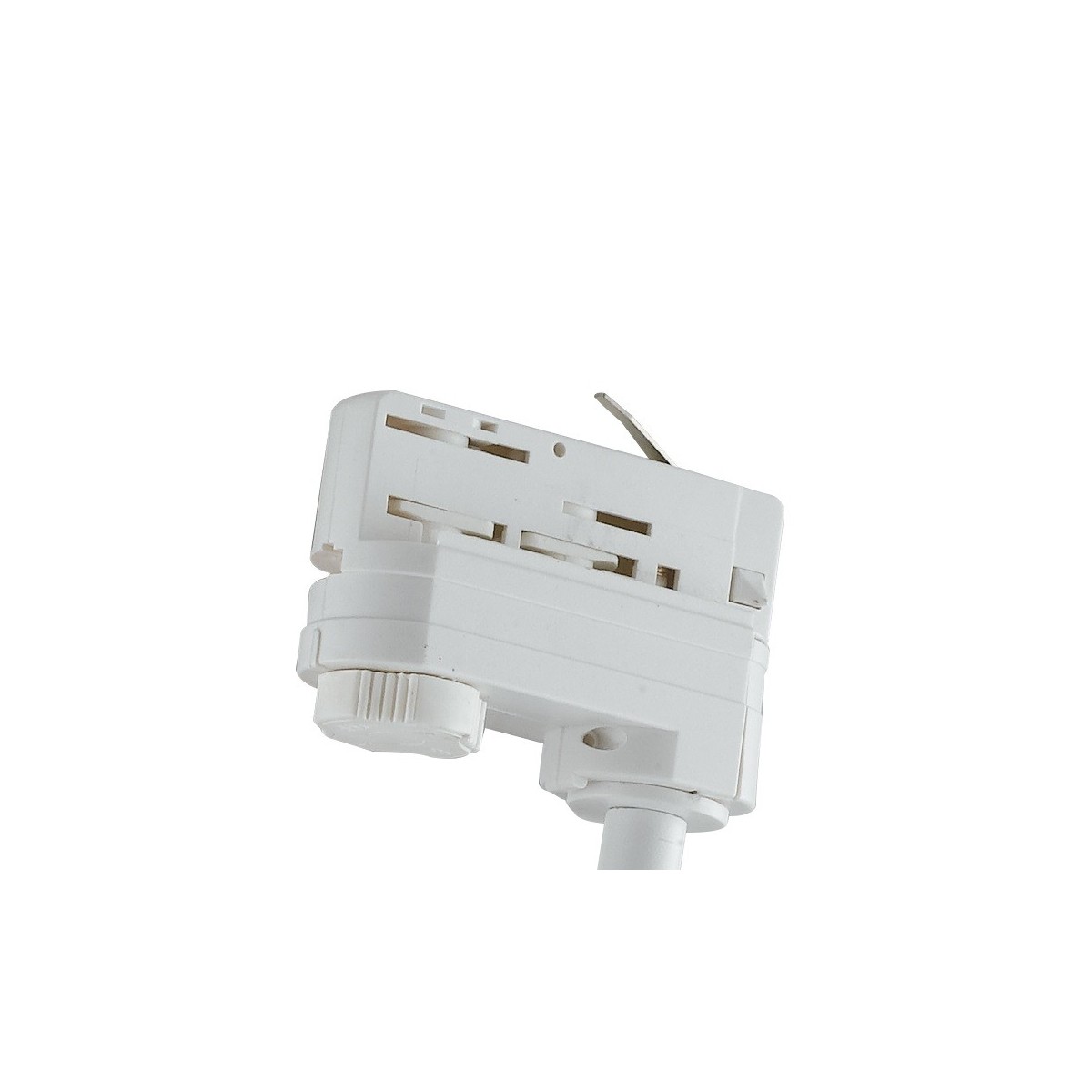 Rail d'éclairage à LED Rocket avec adaptateur triphasé en aluminium blanc A + 3000 Keilvin 7 W