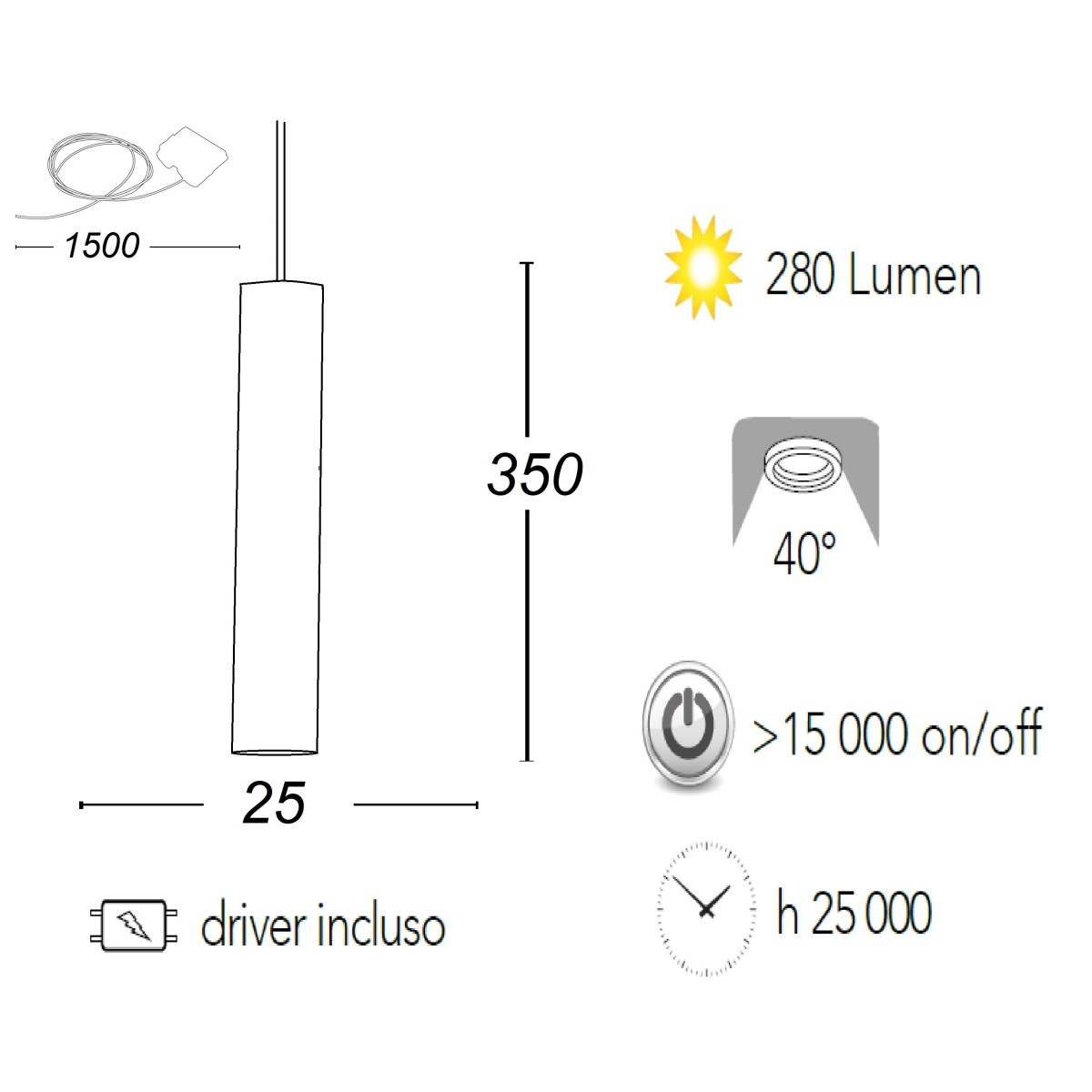 Lustre à suspension OBOE en tube blanc triphasé aluminium Led Cob 3000K