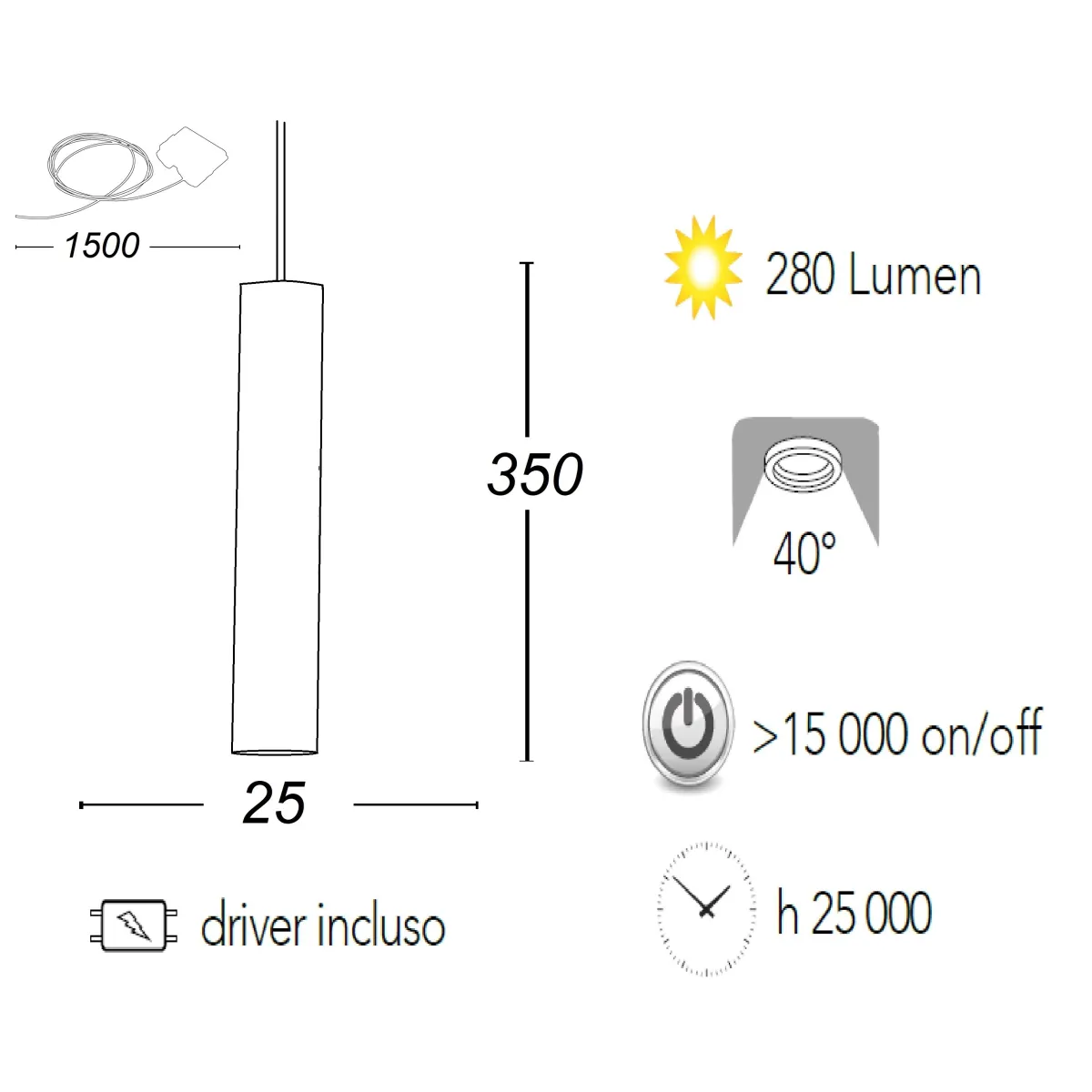 Lustre à suspension OBOE en tube blanc triphasé aluminium Led Cob 3000K