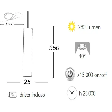 OBOE suspension plafonnier en tube aluminium noir triphasé Led Cob 4000K