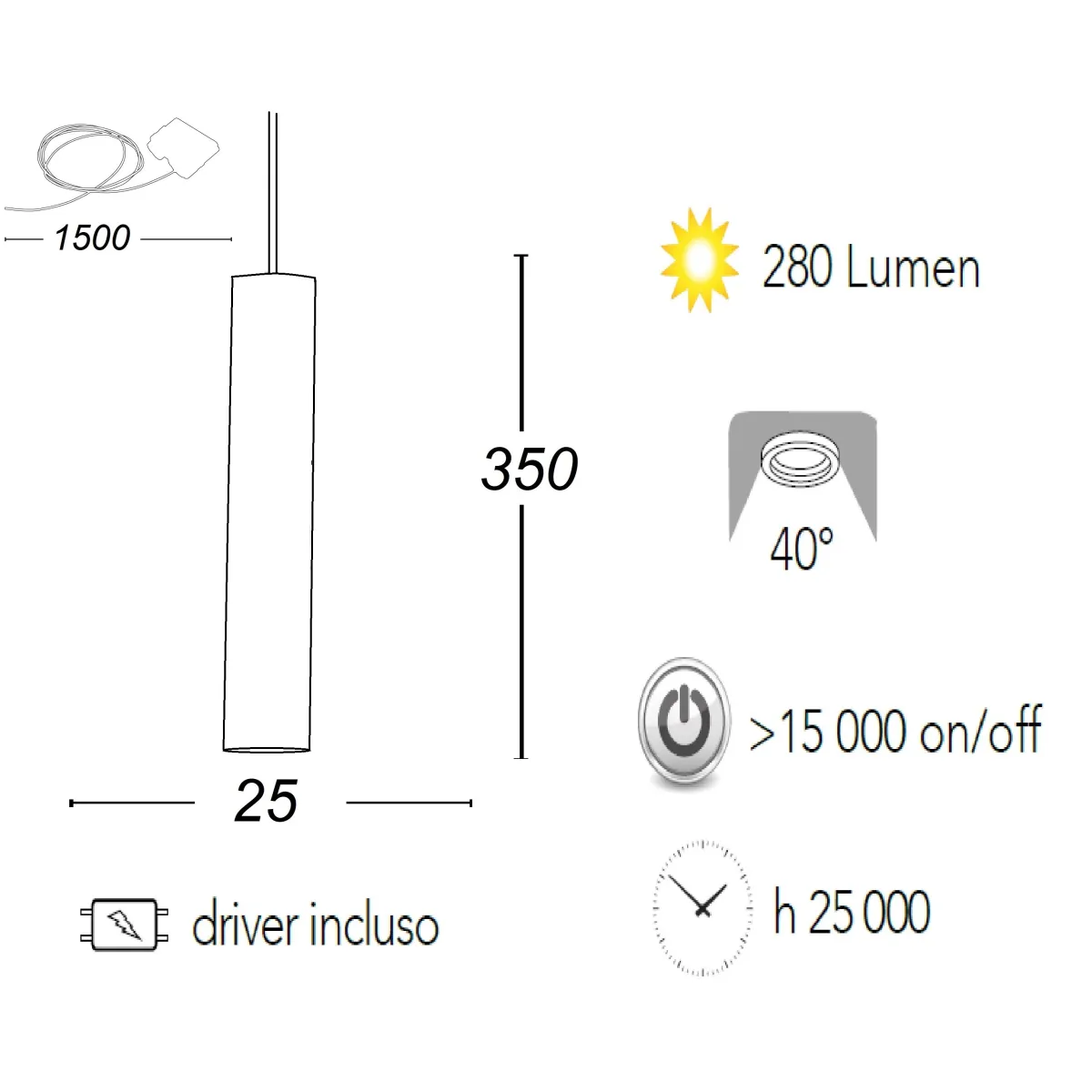OBOE suspension plafonnier en tube aluminium chromé triphasé Led Cob 4000K