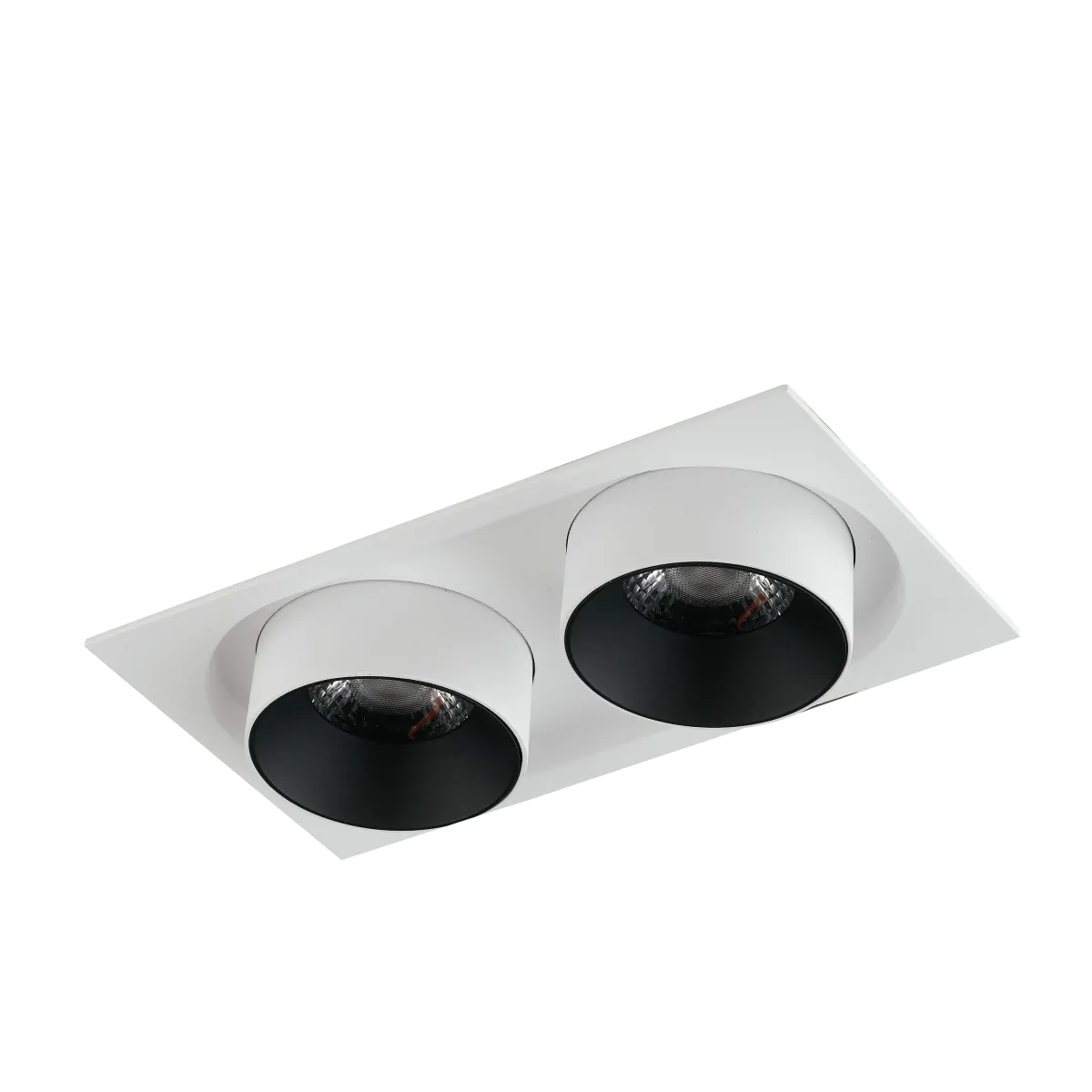 Lampada da incasso orientabile bianco e interno nero LED COB 3000K2x15W