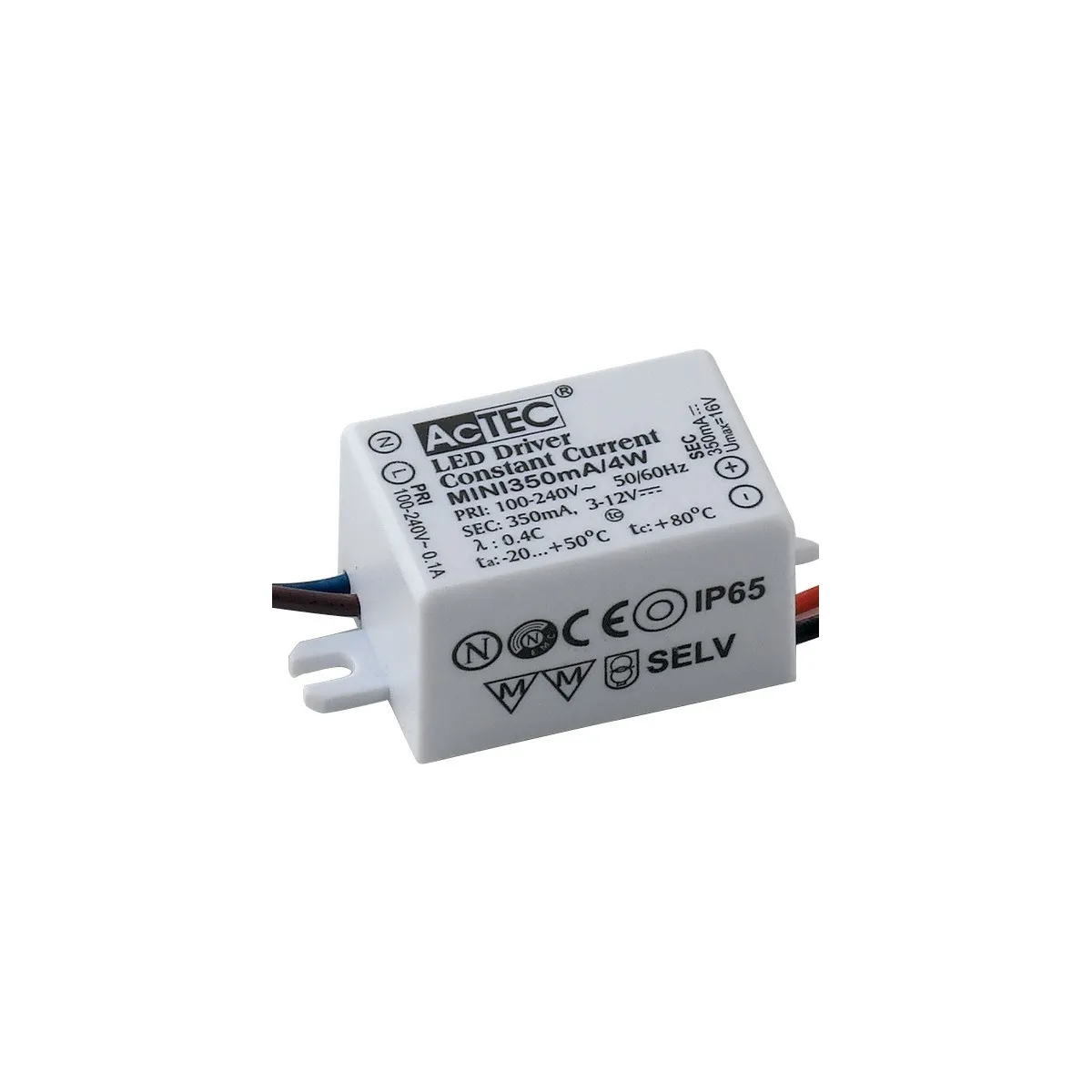 I-DRIVER/4W Driver 4W alimentatore per luce led output 350mA 2-12V DC input 100-240V 0,08A IP65