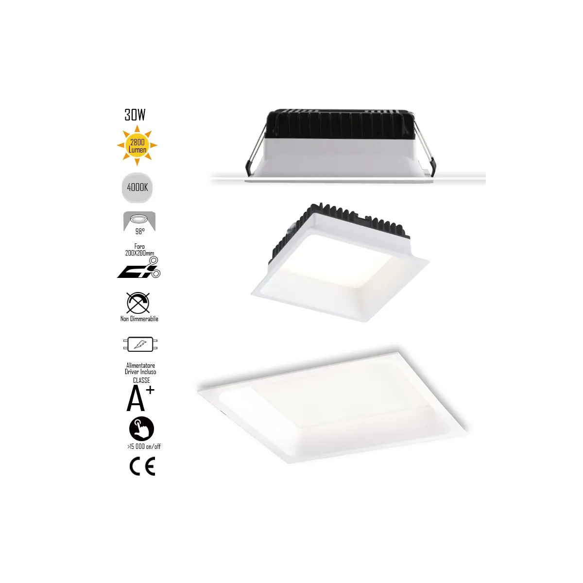 INC-XANTO-M-Q220 Lampada da incasso XANTO quadrata in...