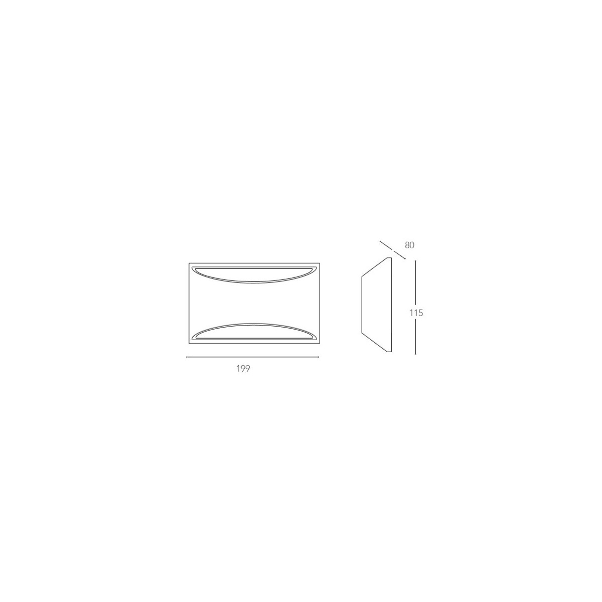 I-ASTRON-AP Applique ASTRON rettangolare bianco MODERNO a parete in gesso cm 11,5h x 19,9 verniciabile 2xG9 max 28W