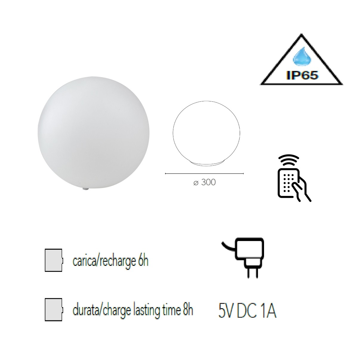 I-GECO-SFERA-L30 Lume da giardino GECO a sfera bianco a...