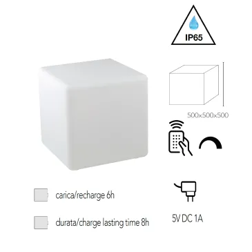 I-GECO-CUBO-L50 Lume da giardino GECO cubo bianco a LED RGB dimmerabile cambia colore dm 50 cm