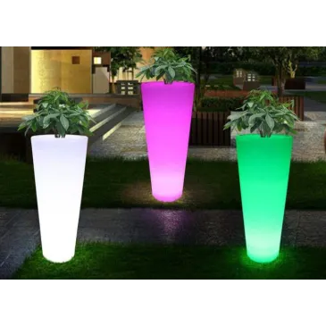 I-GECO-VASO-R-L Lampada vaso da giardino GECO bianco a LED RGB dimmerabile cambia colore dm 38 cm Altezza 60 cm