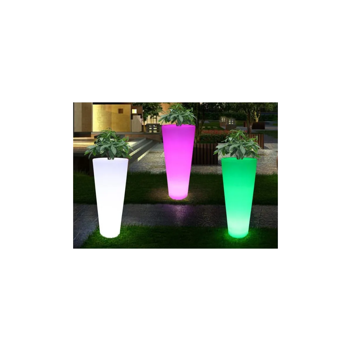 I-GECO-VASO-R-L Lampada vaso da giardino GECO bianco a...