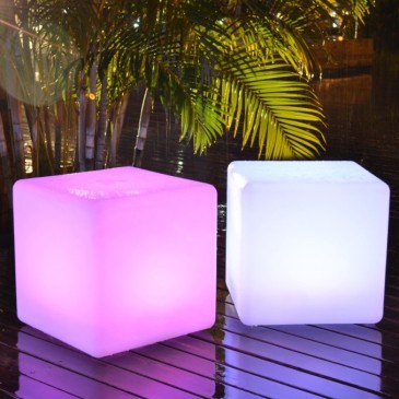 I-GECO-CUBO-L40 Lume da giardino GECO cubo bianco a LED RGB dimmerabile cambia colore dm 40 cm