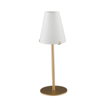 Lampe de table Canto design classique en métal doré et diffuseurs en verre blanc