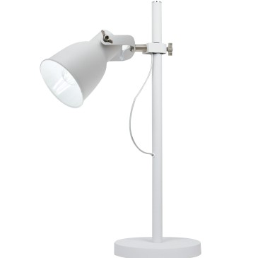 Lampe de table Legend blanche en métal blanc et finitions nickelées au design industriel