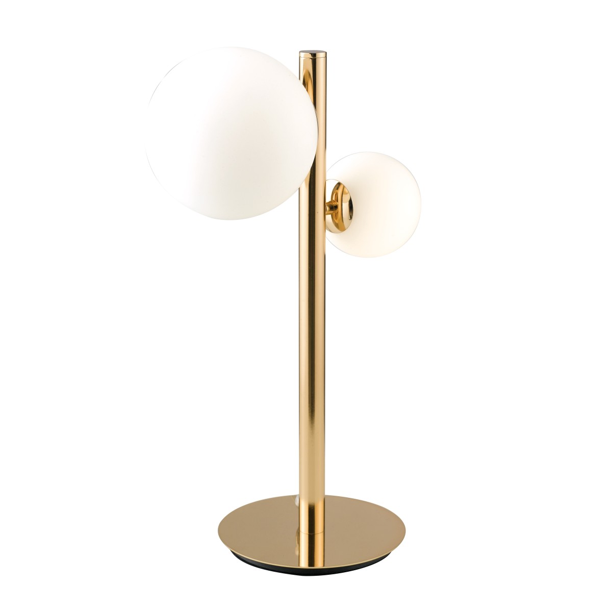 Lume Lampada HERA da tavolo design moderno tondo in metallo oro e diffusore vetro soffiato bianco