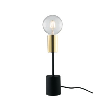Lume lampada Axon da tavolo vintage con porta lampada oro e cavo in tessuto nero