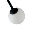 Lampadario a soffitto ANTITESI nero e oro spazzolato 4 diffusori in vetro soffiato opale bianco