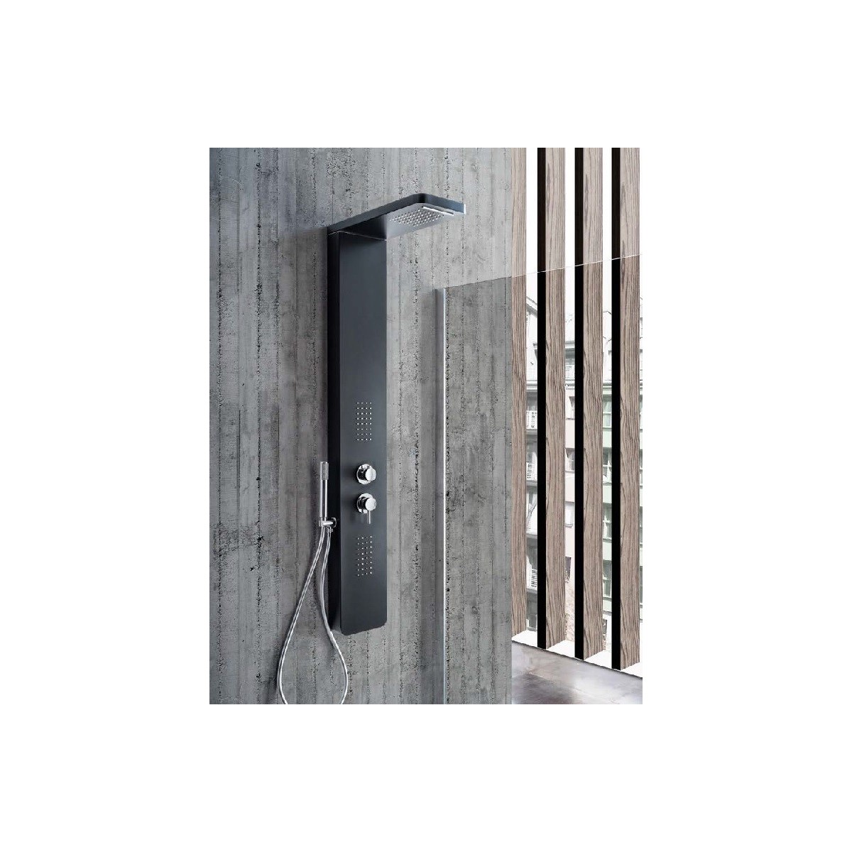 Colonna doccia idromassaggio VERONA in alluminio verniciato nero