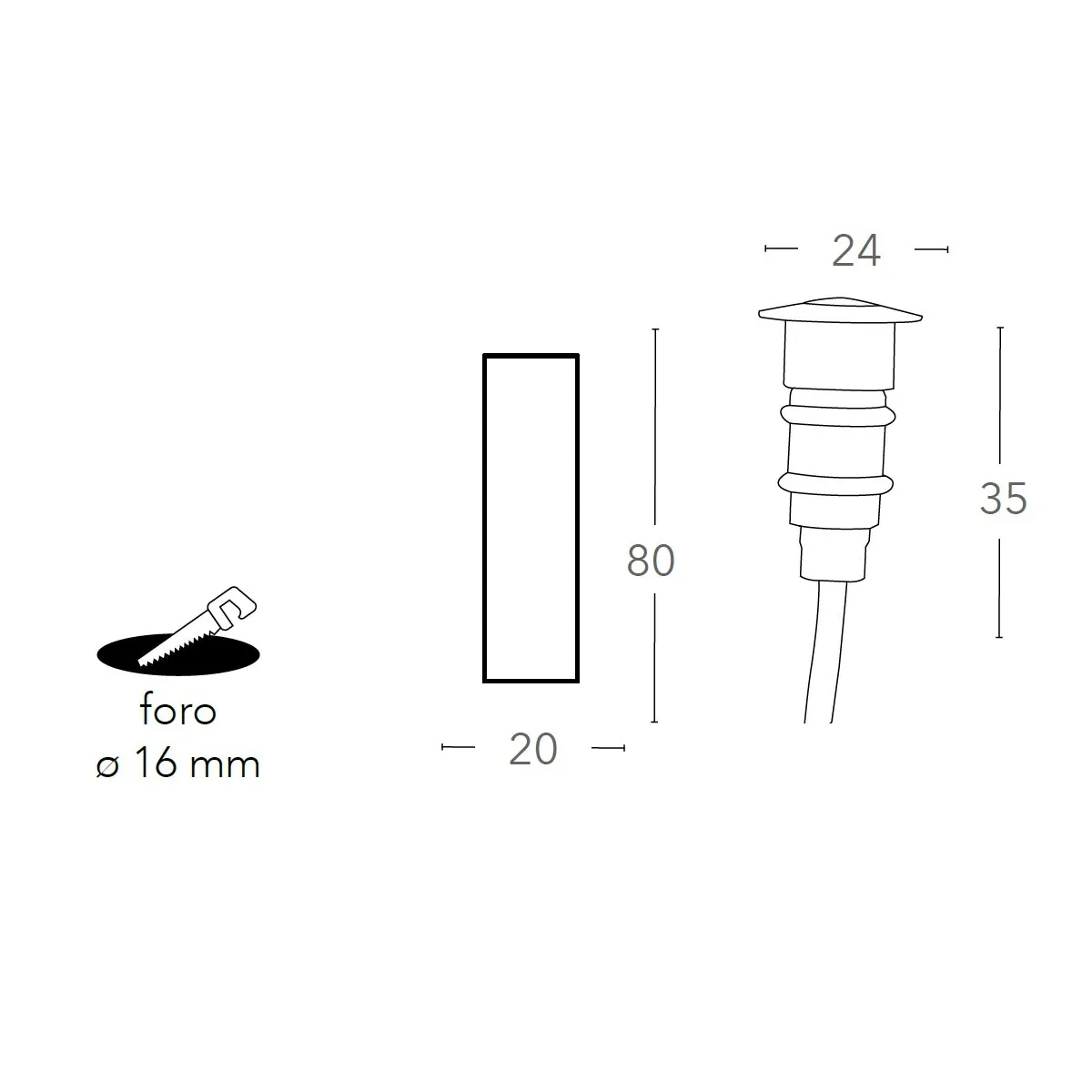 LED-BARRET-R24C Led segnapassi da incasso tondi a...
