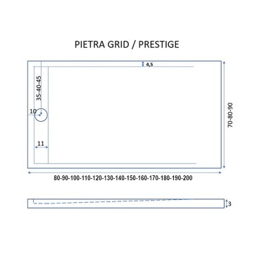 Piatto Doccia Ardesia Griglia Laterale marrone cioccolato Mineral Marmo 3cm