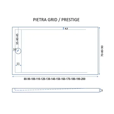 Piatto Doccia Ardesia Griglia Laterale Nero Mineral Marmo 3cm