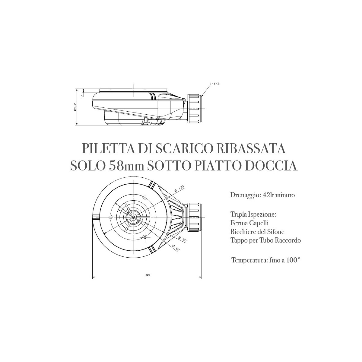 Piatto Doccia Prestige con Griglia Laterale Antracite