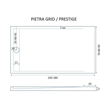 Piatto doccia in resina sabbia foro laterale GRID