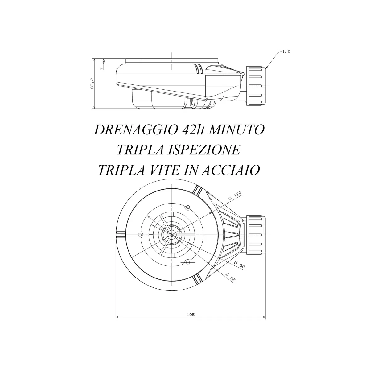 Receveur de douche en résine Dark Grey, trou latéral GRID