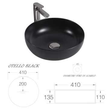 vasque à poser rond en céramique noire 45x45