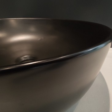 vasque à poser rond en céramique noire 45x45