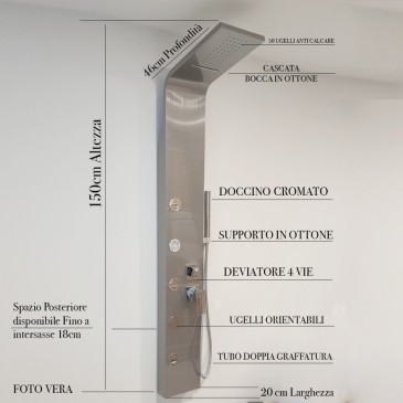 Colonna doccia idromassaggio Acciaio Cascata | SMERALDA