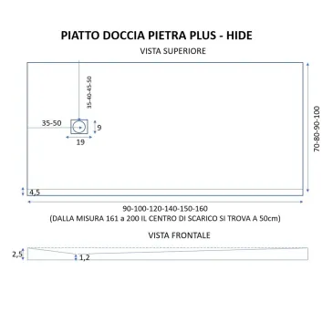 Piatto doccia in resina Bianco foro laterale PLUS