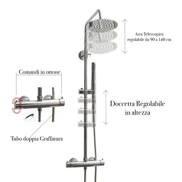 Piave Thermostat-Duschsäule aus Chrom | Mondialshop