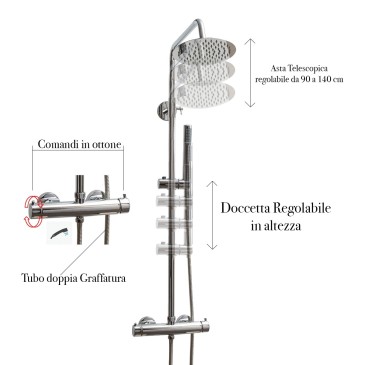 Duschsäule mit rundem Thermostathahn | Piave