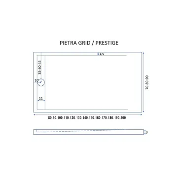 Receveur de douche en résine grise avec trou latéral GRID