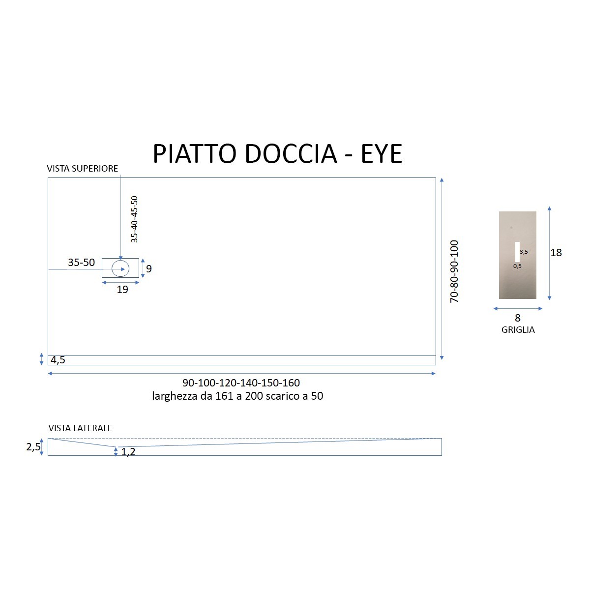 Piatto doccia in resina crema foro laterale MAKA