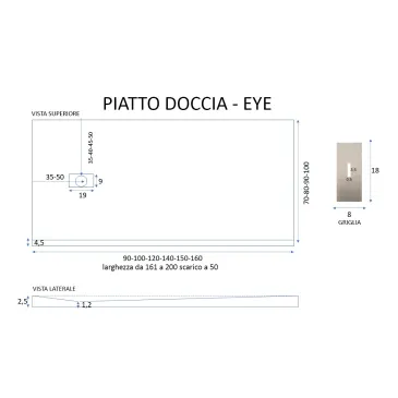 Piatto doccia in resina Nero foro laterale MAKA