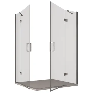 Cabine de douche angulaire h195 Double porte battante Duchesse transparente 8mm