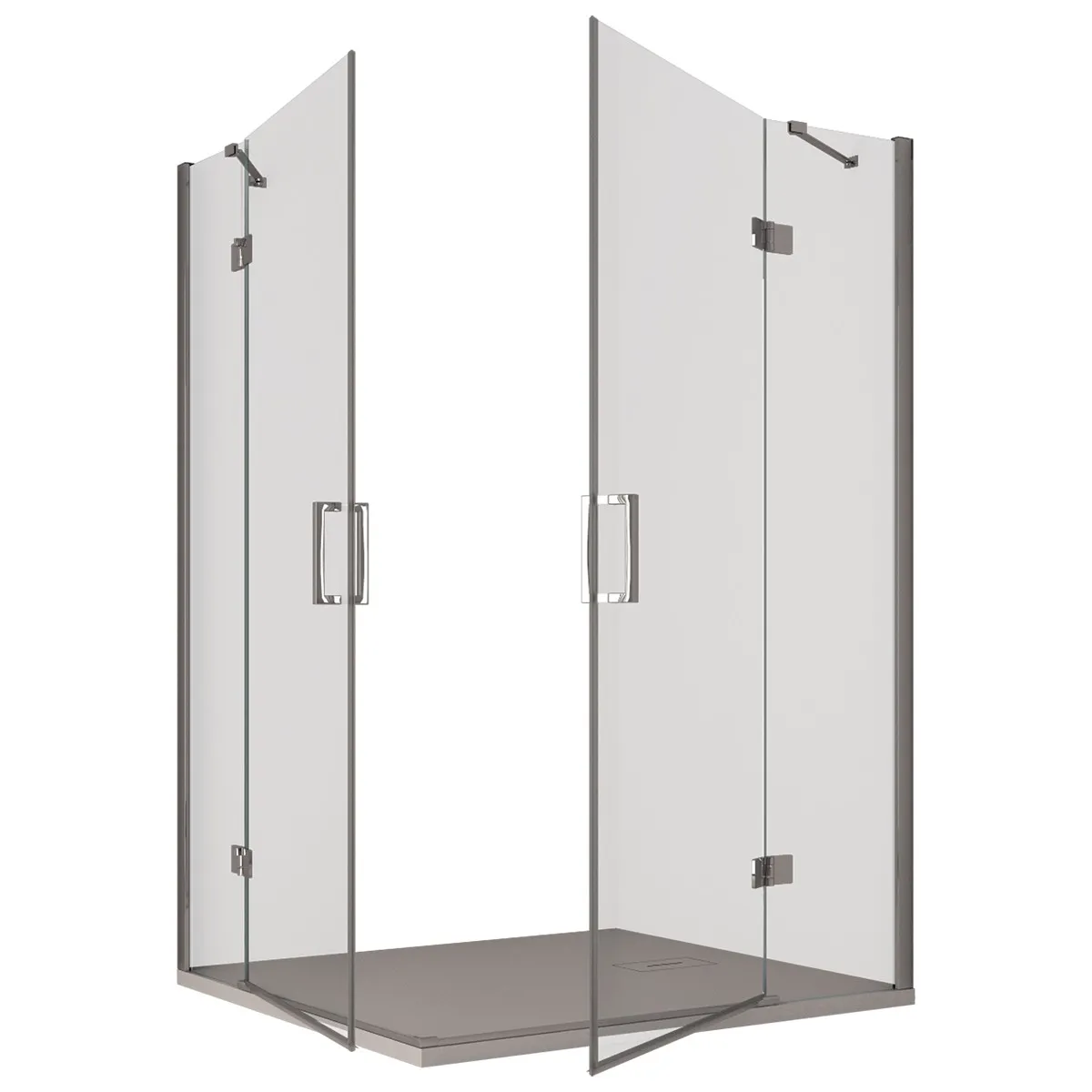 Cabine de douche angulaire h195 Double porte battante Duchesse transparente 8mm