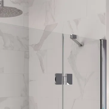 Cabine de douche angulaire h195 Double porte battante Duchesse transparente 8mm