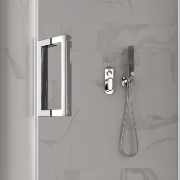 Cabine de douche angulaire h195 Double porte battante Duchesse transparente 8mm