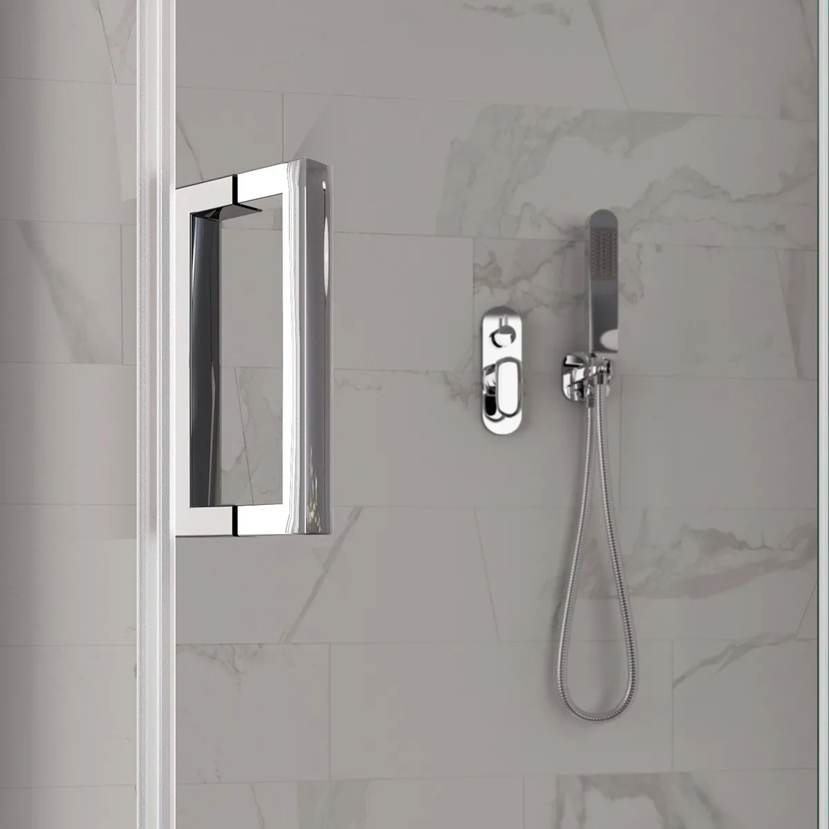 Cabine de douche angulaire h195 Double porte battante Duchesse transparente 8mm