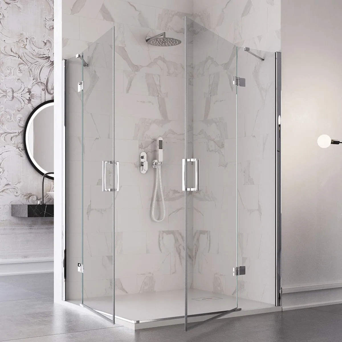 Box doccia con apertura angolare doppio battente REGINA