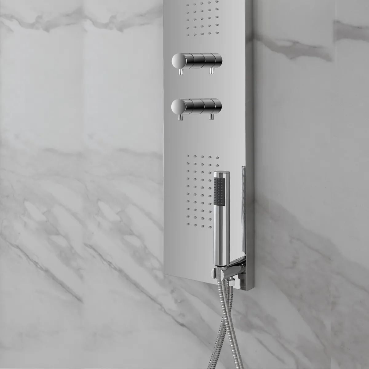 Duschsäule aus verchromtem, poliertem Edelstahl, Hydromassage-Spa | Wohnung