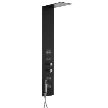 Colonne de douche hydromassage plate noire à 3 fonctions | Mondialshop