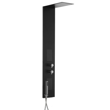 Schwarze Chrom-Duschsäule mit Hydromassage-Spa | Flach