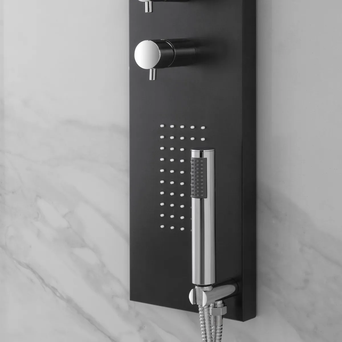 Colonne de douche hydromassage plate noire à 3 fonctions...