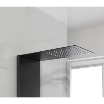 Schwarze, flache 3-Funktions-Hydromassage-Duschsäule | Mondialshop