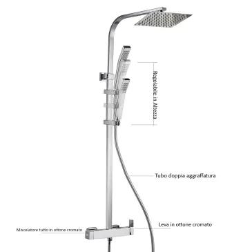 Colonna doccia Boitè con miscelatore e soffione 20x20 | Mondialshop
