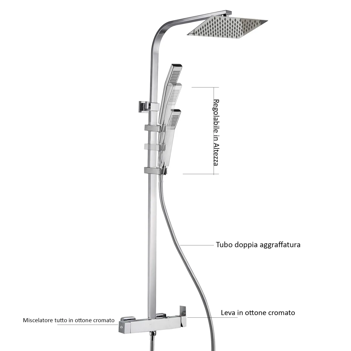 Colonne de douche avec mitigeur carré | boite